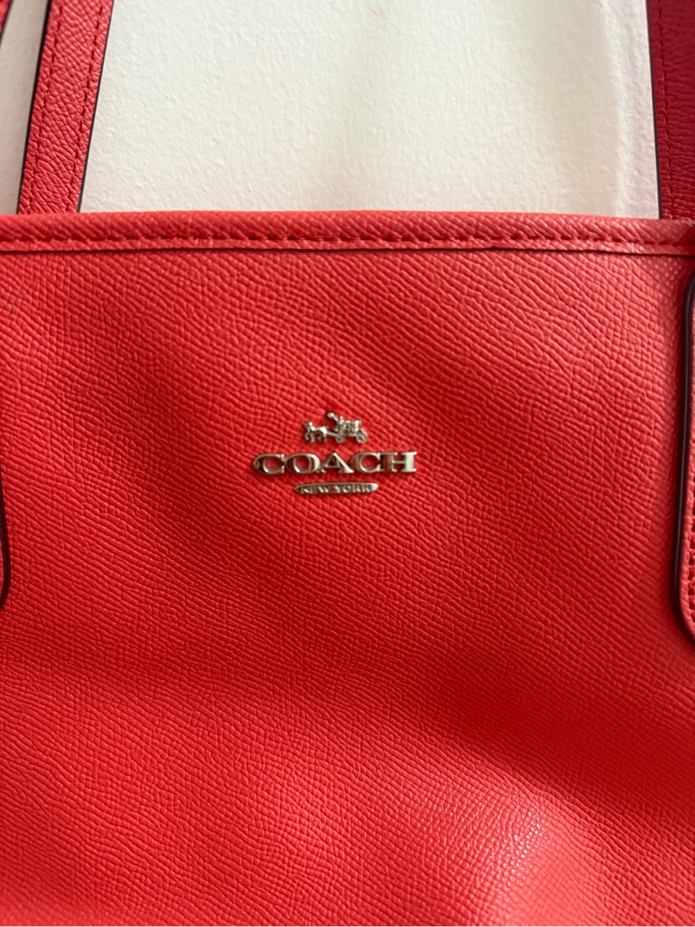 COACH Red-Orange Leather Tote Bag